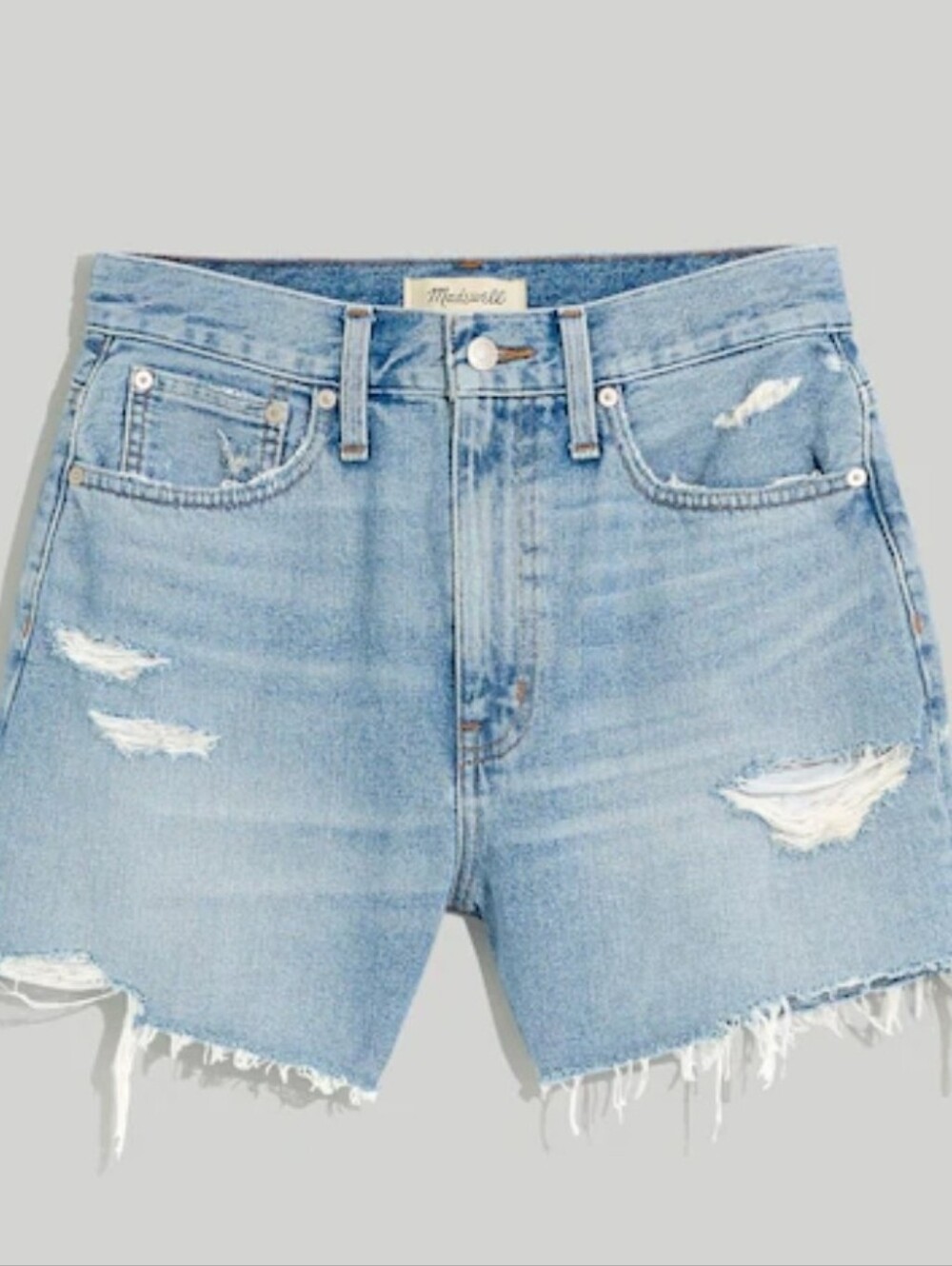 Madewell Light Wash Denim Distressed Mom Shorts Size 18